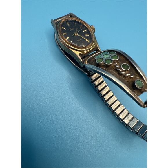 Vintage Timex Hand Wind Women\'s Watch with T. Siow Silver Turquoise Band, Works! main image 11